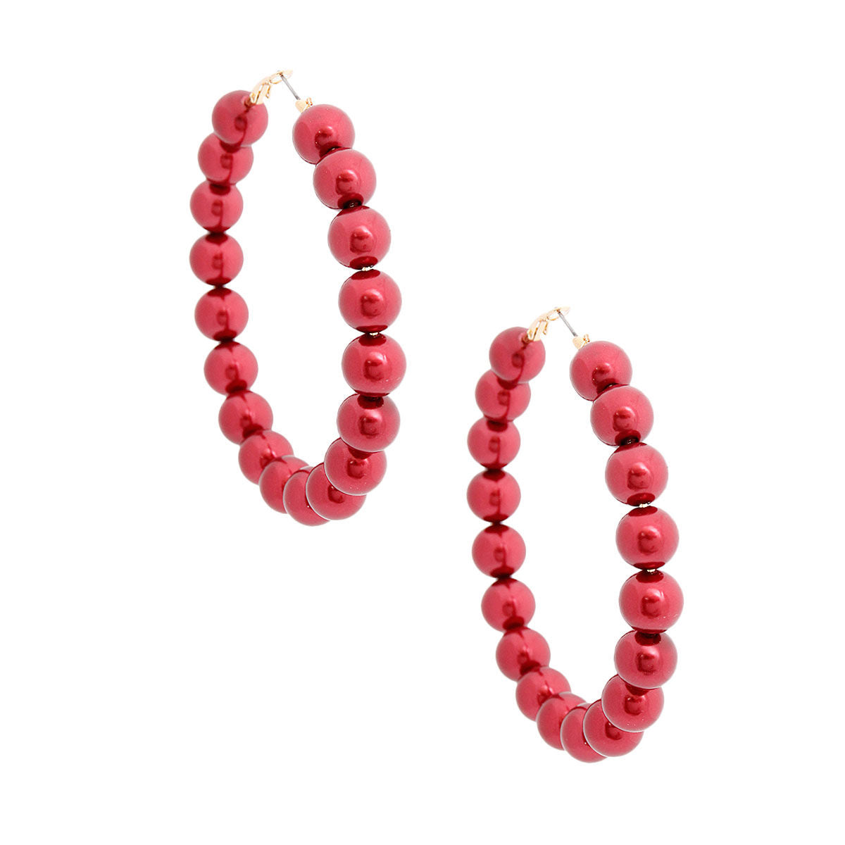 Burgundy Pearl Hoops