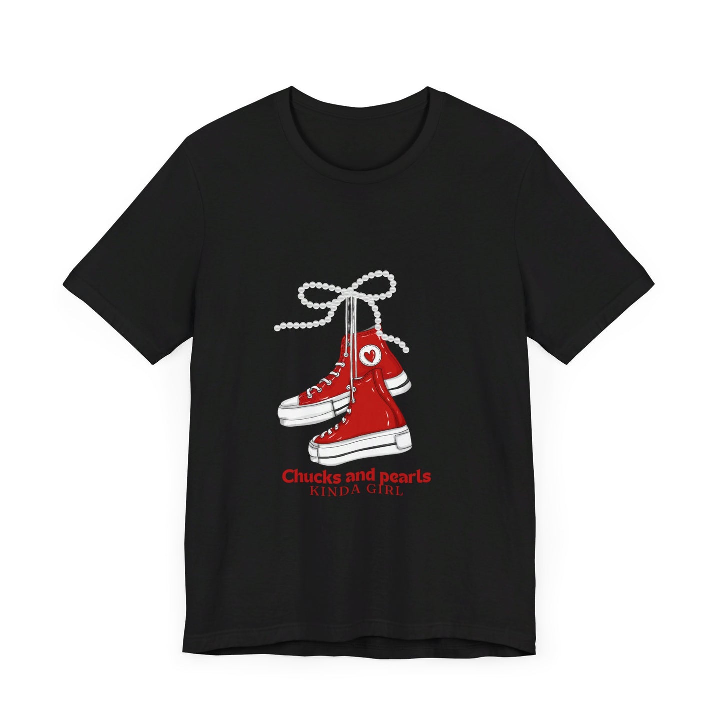 Chucks and Pearls Black Tee