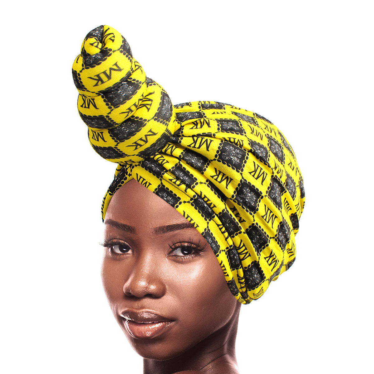 Yellow MK Tall Twist Knot Turban