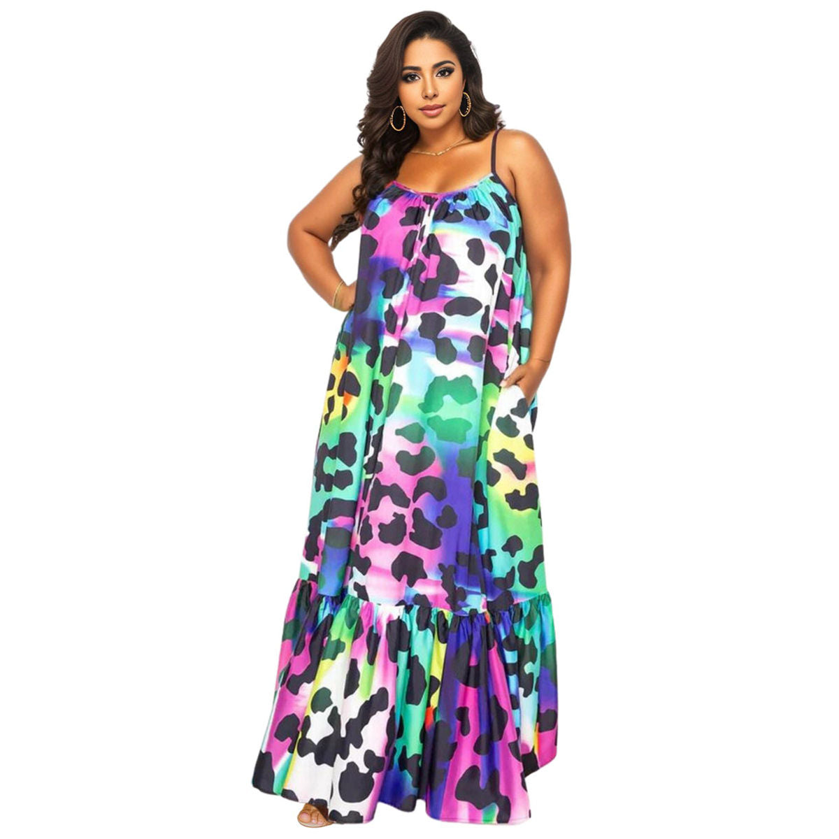 1XL Rainbow Leopard Dress