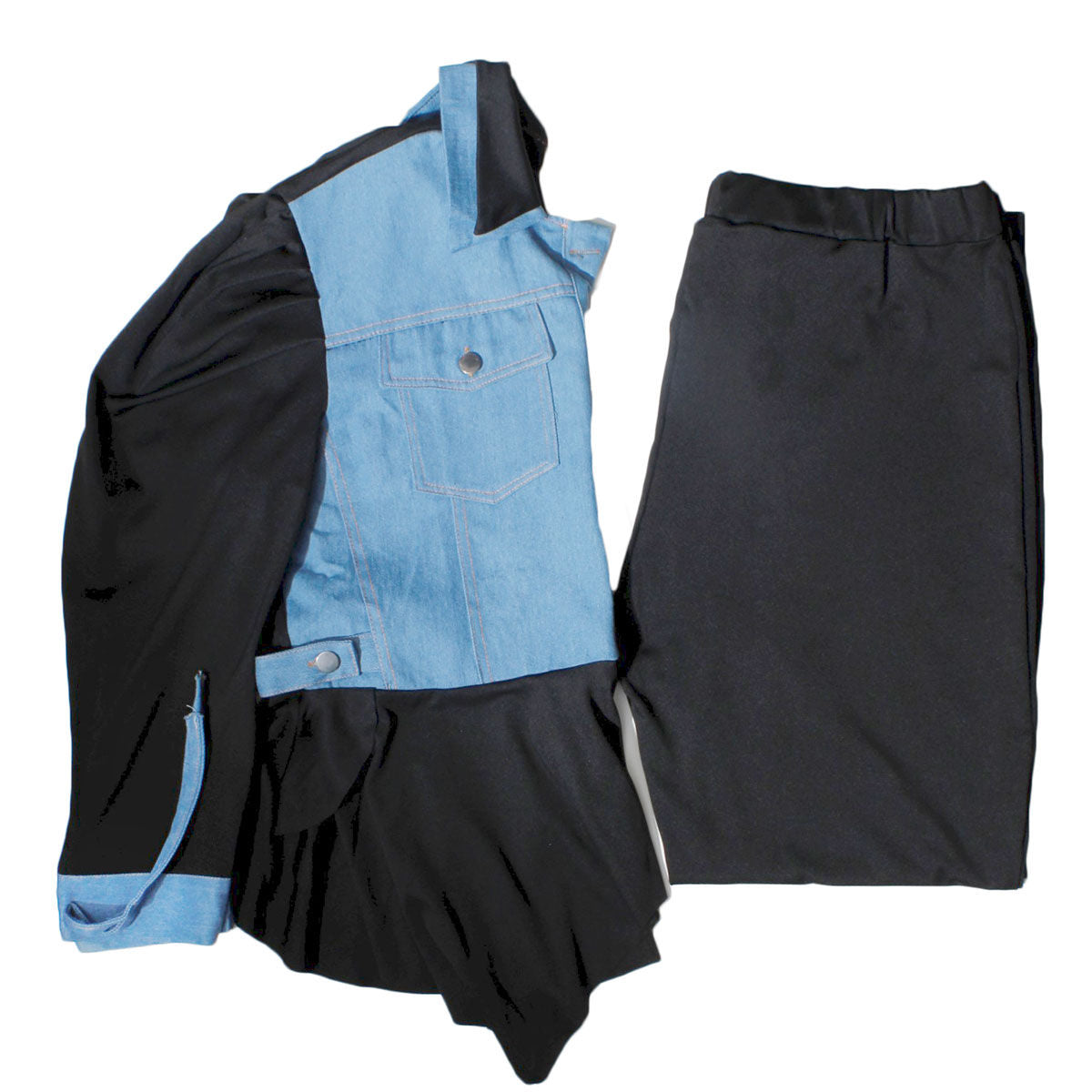 1XL Black Denim Shirt Pant Set