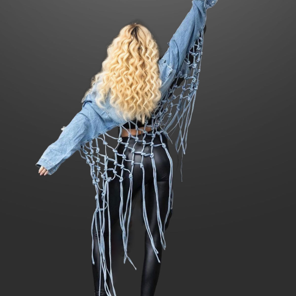 M Knotted Fringe Denim Jacket