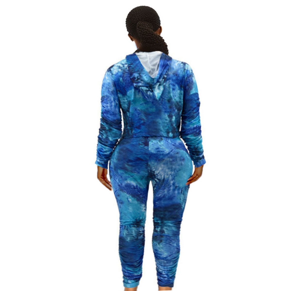 5XL Blue Tie Dye Hoodie Set