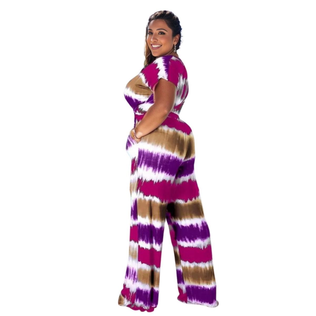 5XL Purple Tie Dye Outfit Set