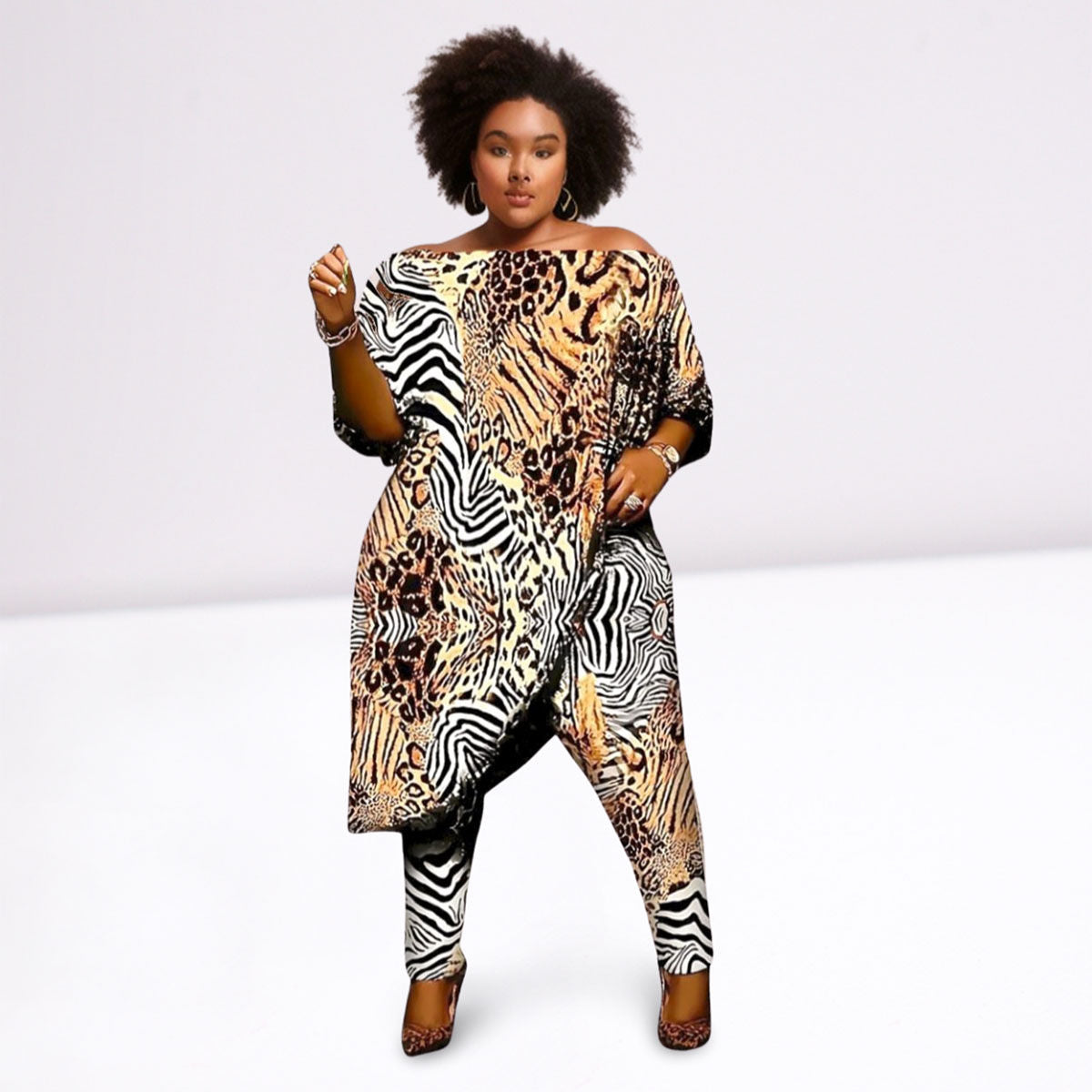 2XL Animal Print Tunic Set