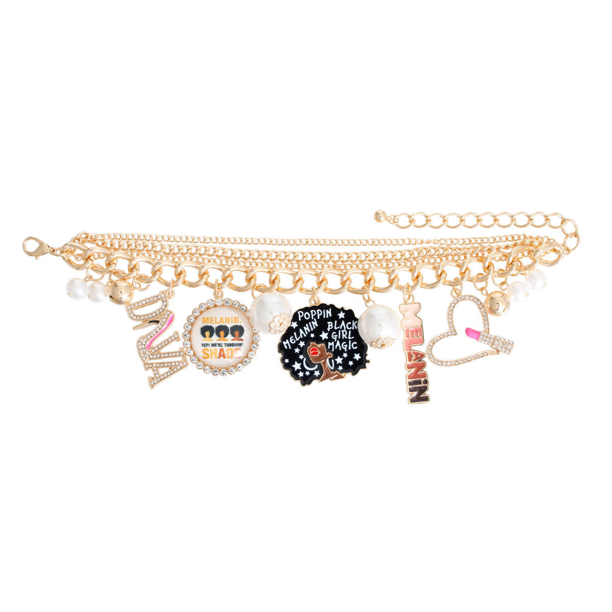 Gold Melanin Diva Charm Bracelet