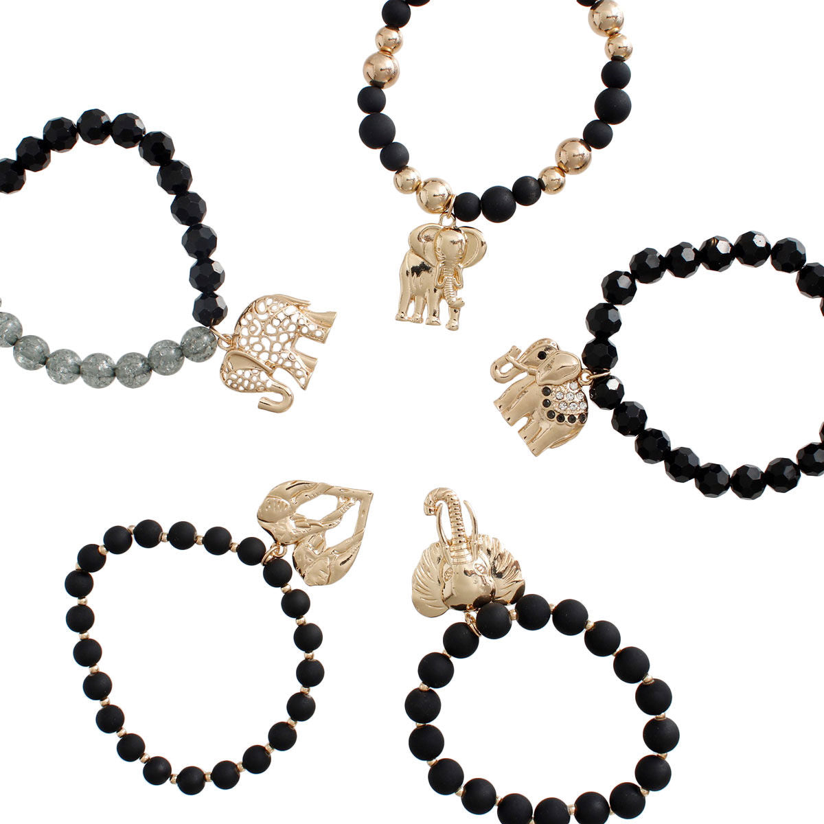 Mixed Black Elephant Bracelets