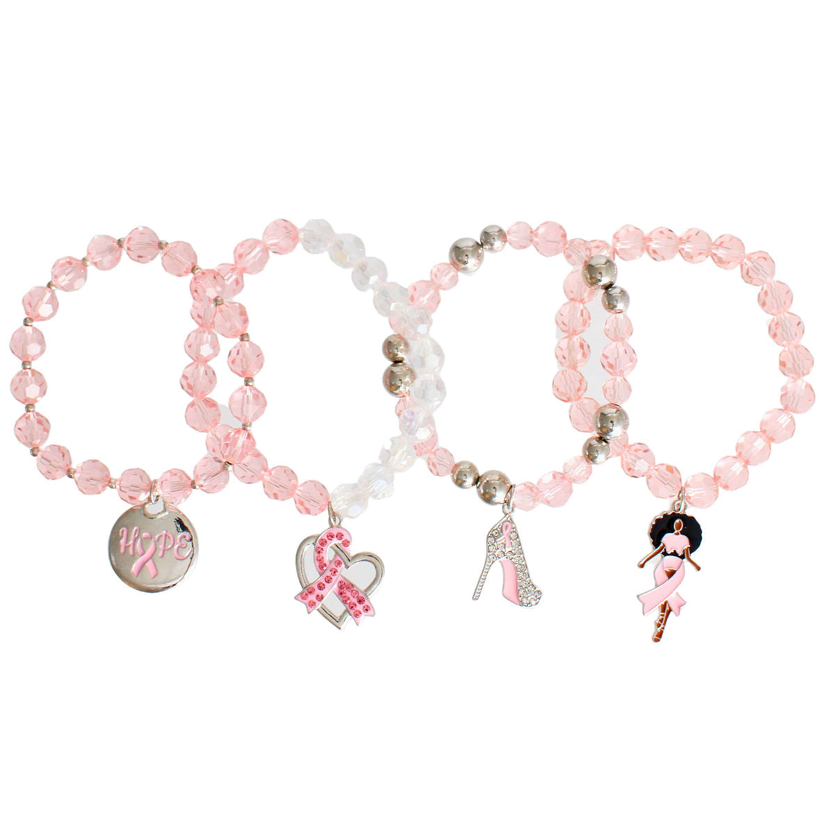 Light Pink Cancer Ribbon Bracelets