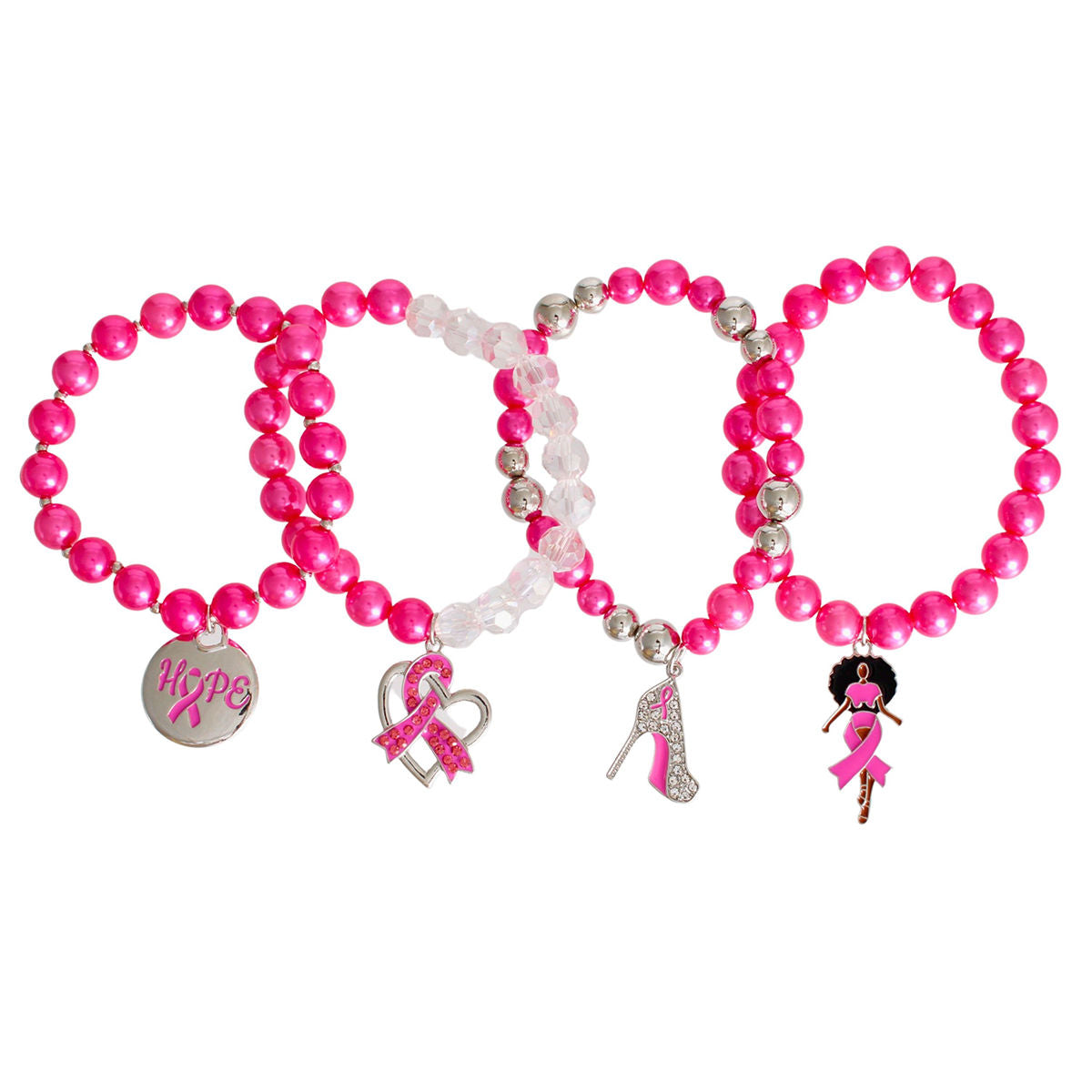 Pink Cancer Ribbon Bracelets