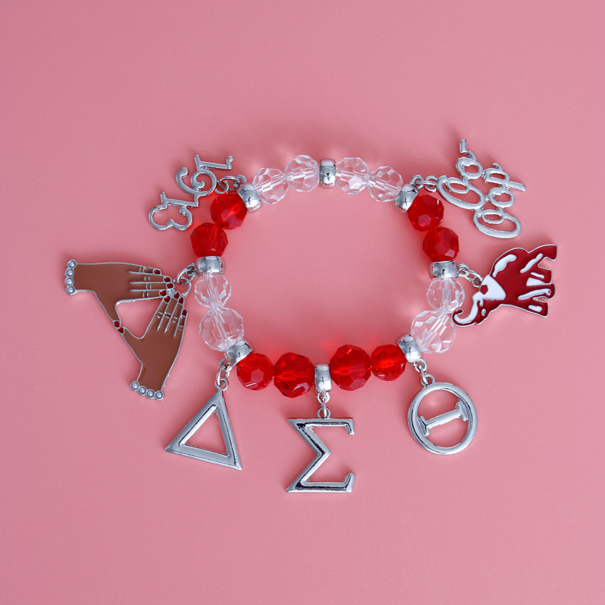 Red Clear Bead Delta Bracelet