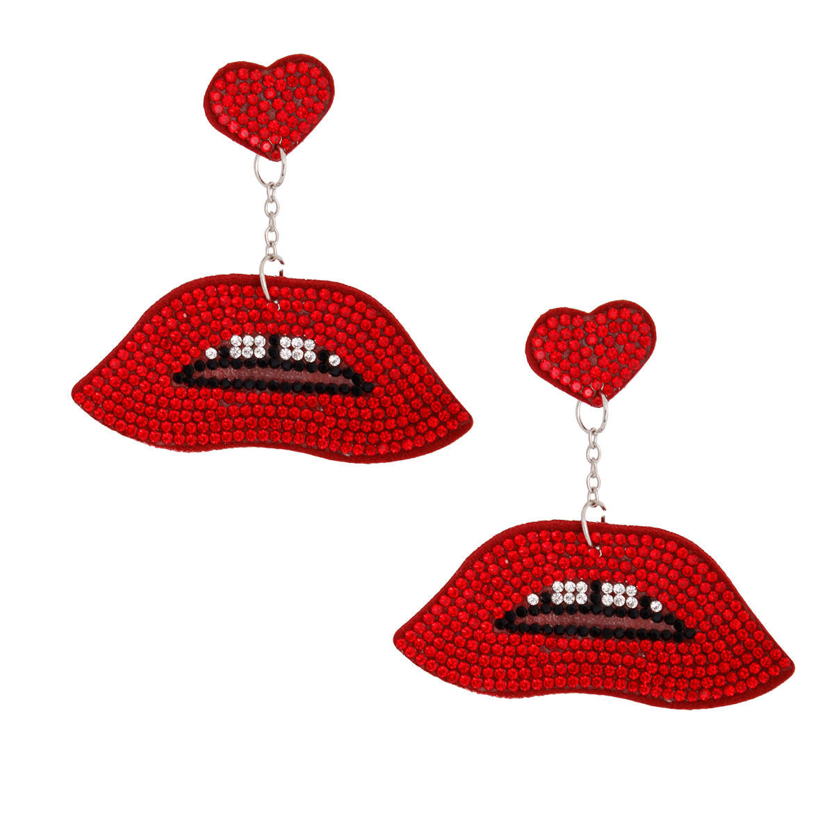 Red Lips Heart Earrings