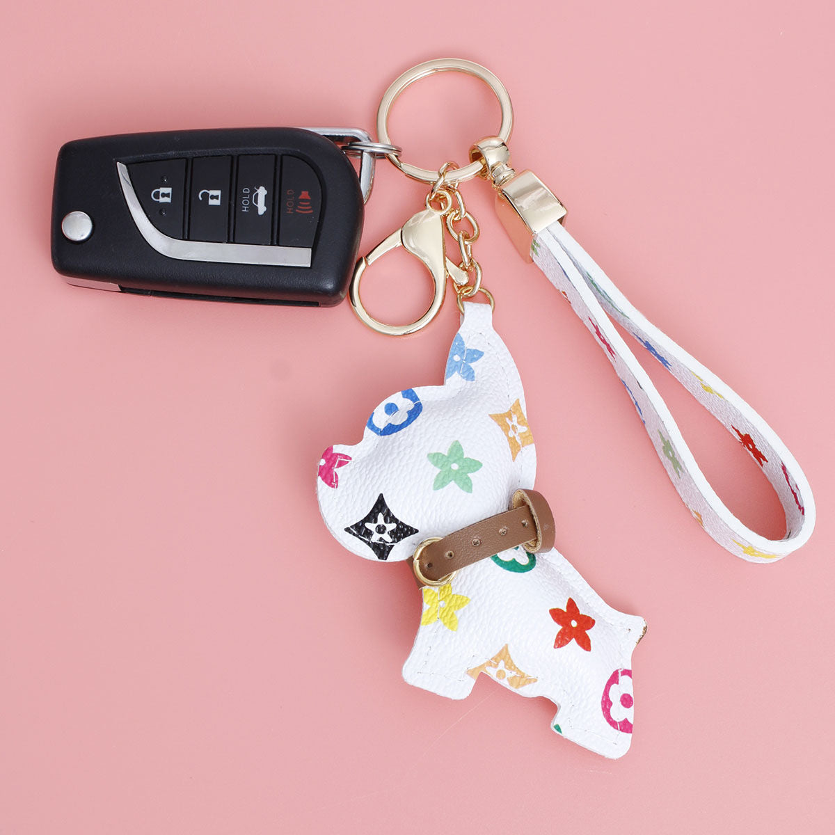 White Dog Keychain Clip