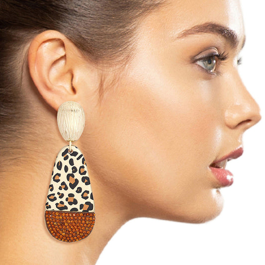 Dangle Gold Leopard Medium Drop Earrings for Women