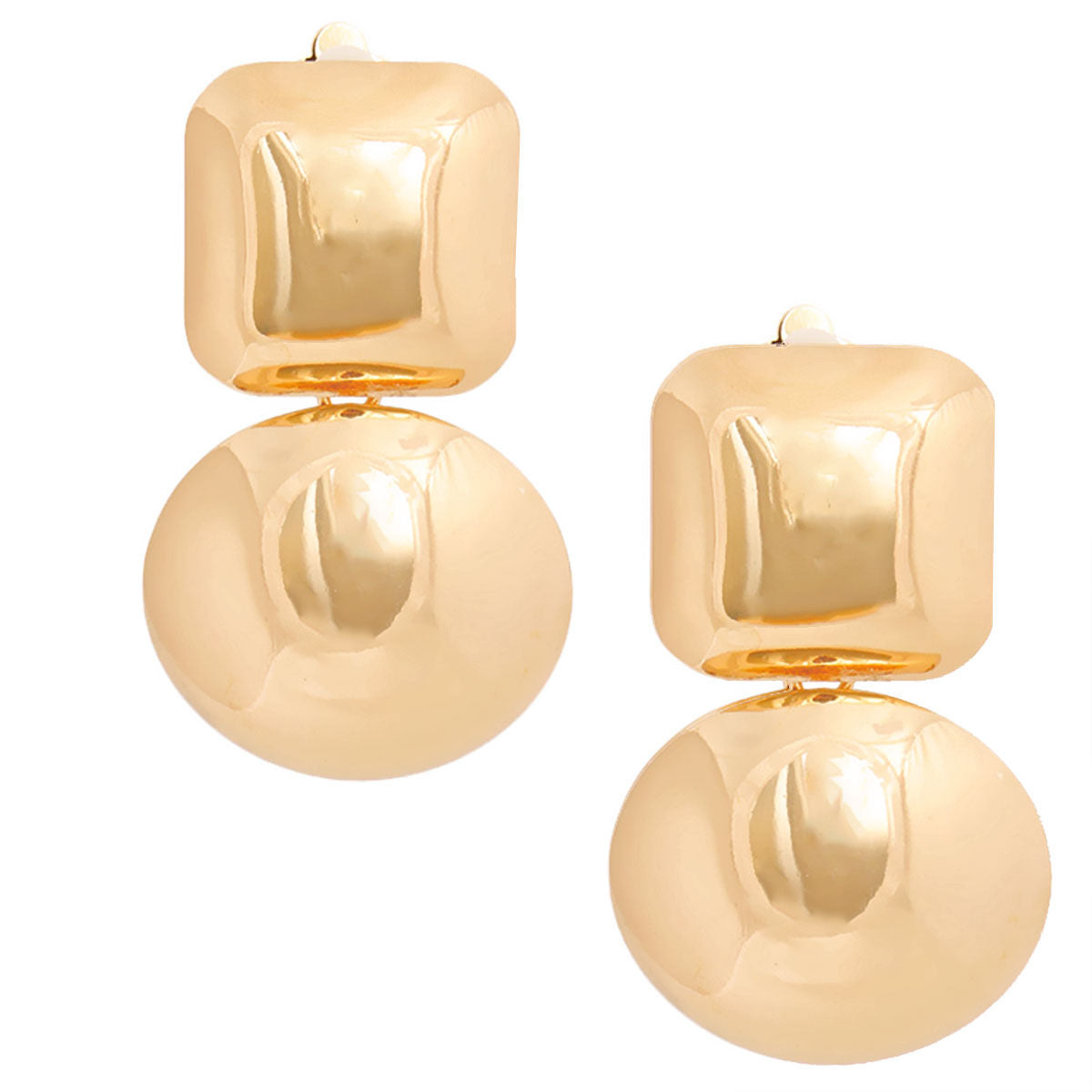 Clip On Gold Medium Geo Dome Earrings for Women