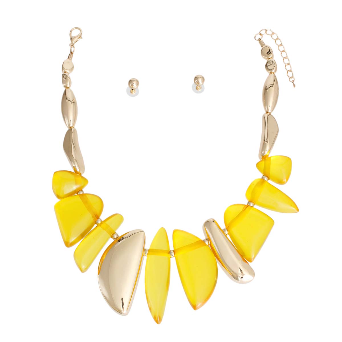 Yellow Chunky Thick Bead Bib Set