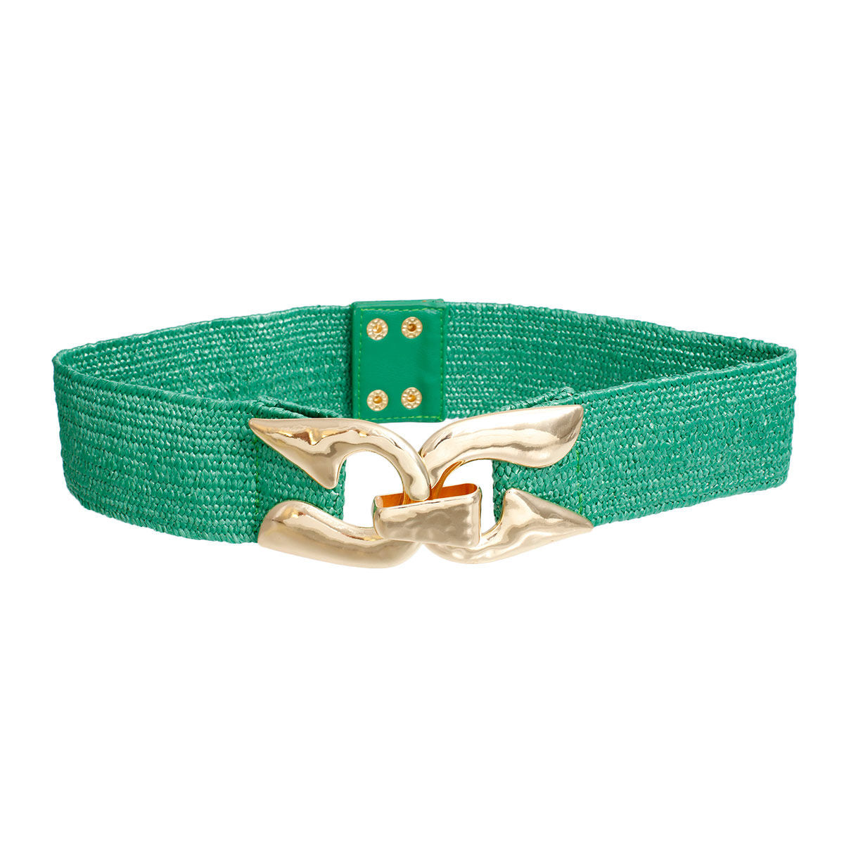 Stretch Belt Raffia Green Horseshoe  for Women