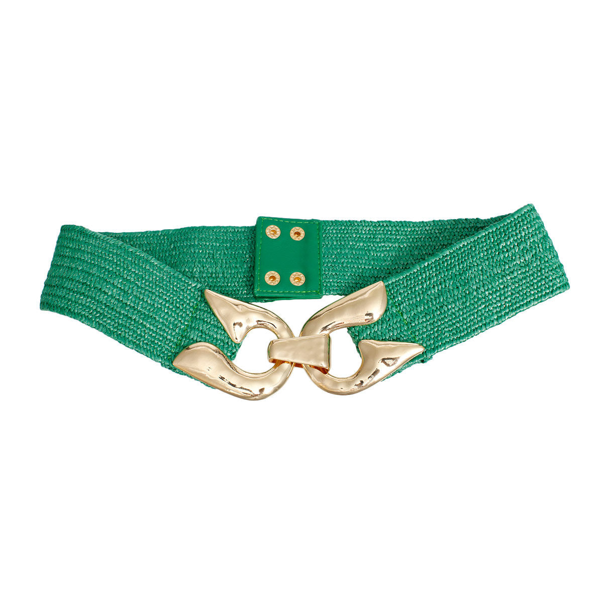 Stretch Belt Raffia Green Horseshoe  for Women