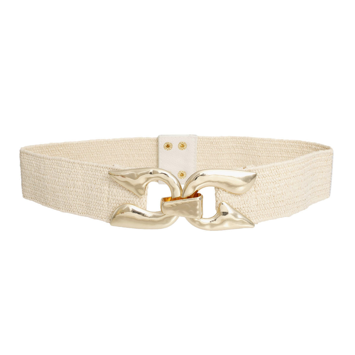 Stretch Belt Raffia Ivory Horseshoe  for Women