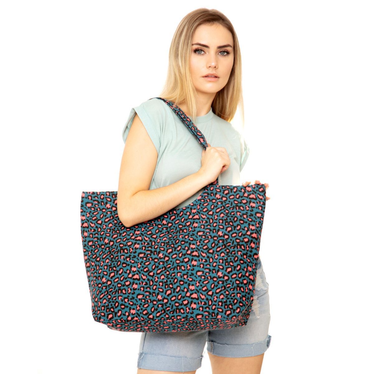 Blue Leopard Tote Bag