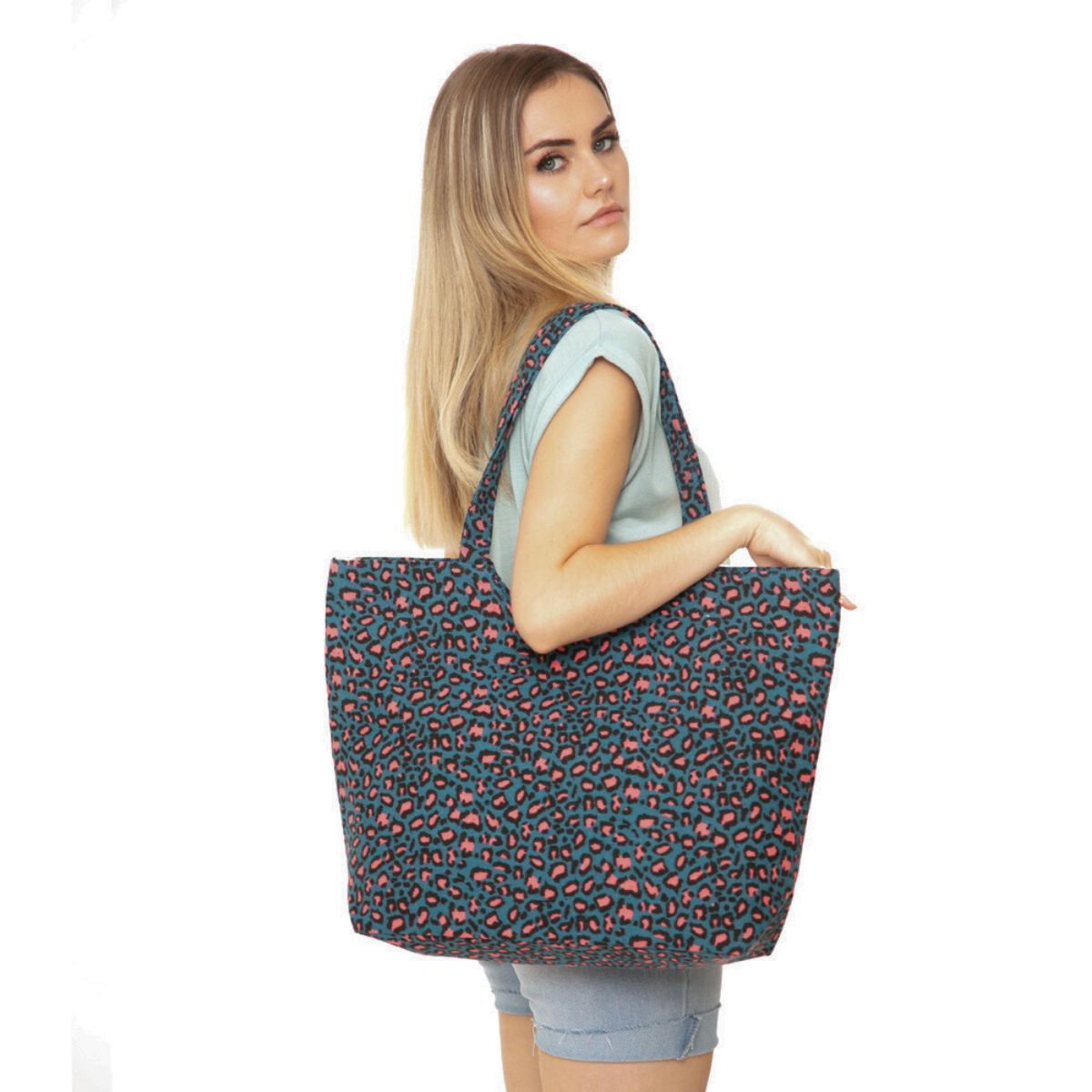 Blue Leopard Tote Bag