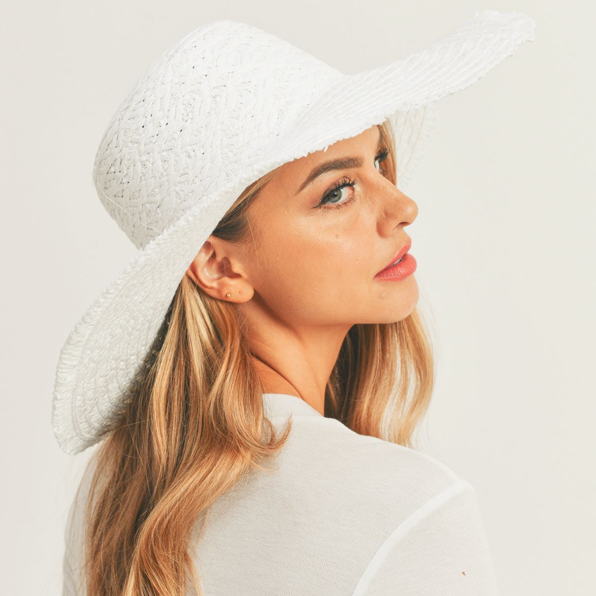 Solid White Floppy Sun Hat