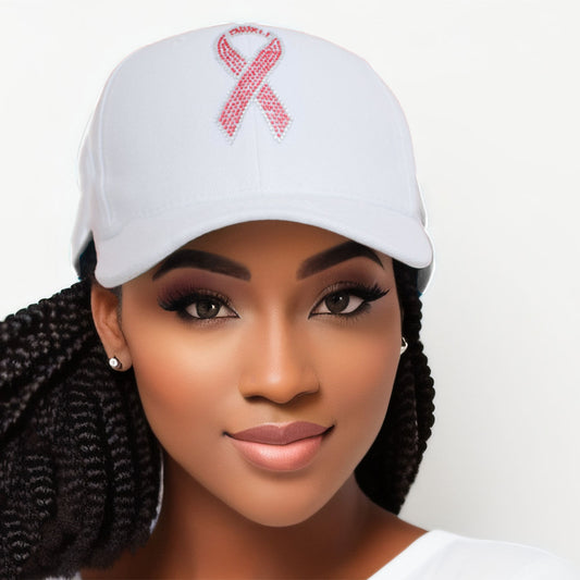 White Pink Ribbon Hat