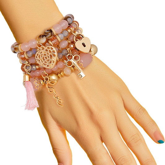 Blush Glass Bead Love Bracelets