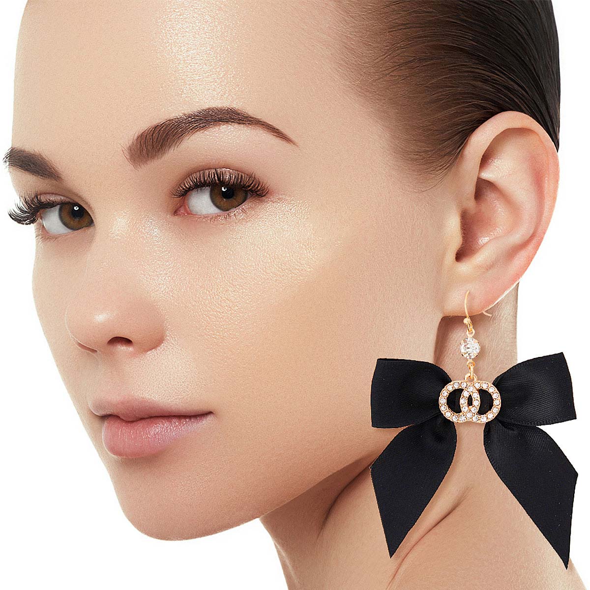 Black Bow Infinity Ring Earrings