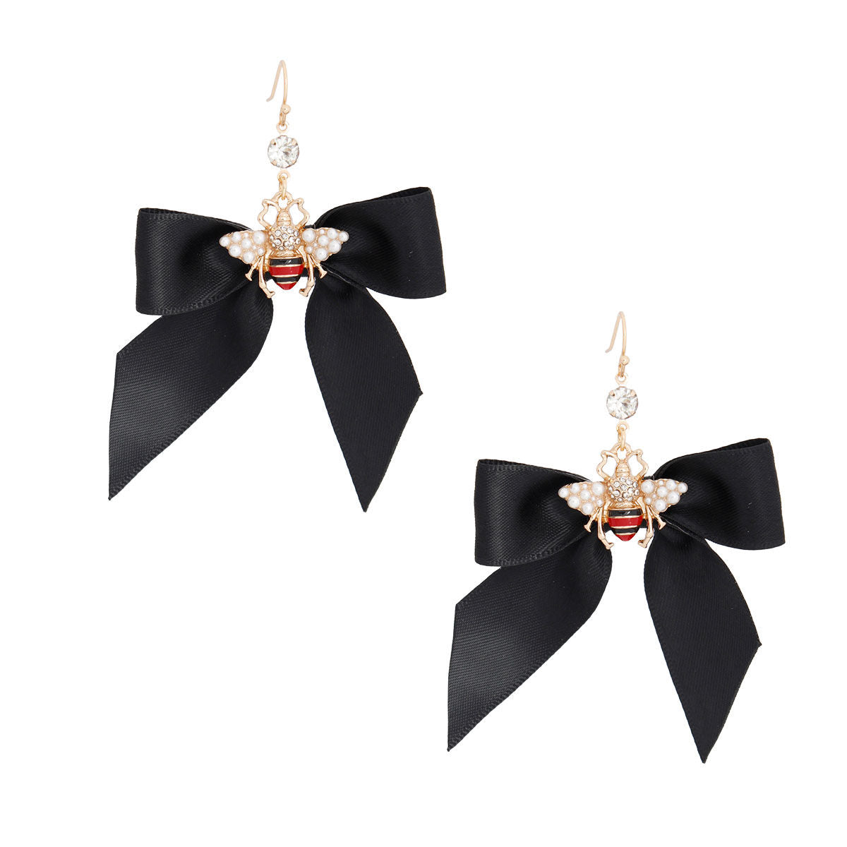 Black Bow Bee Earrings