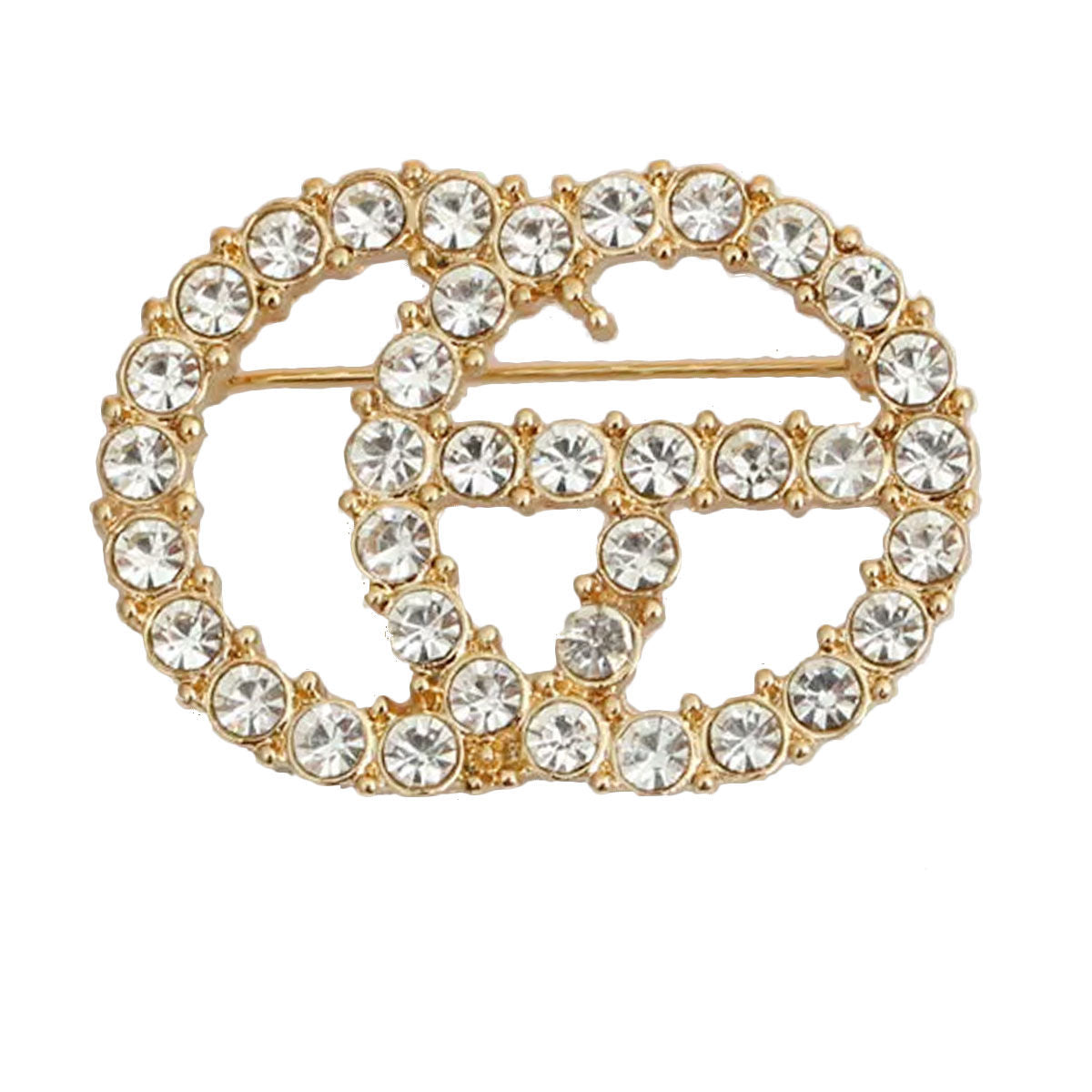 Designer Gold Crystal Brooch
