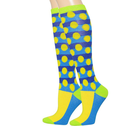 Women's Knee High Socks Blue Polka Dot