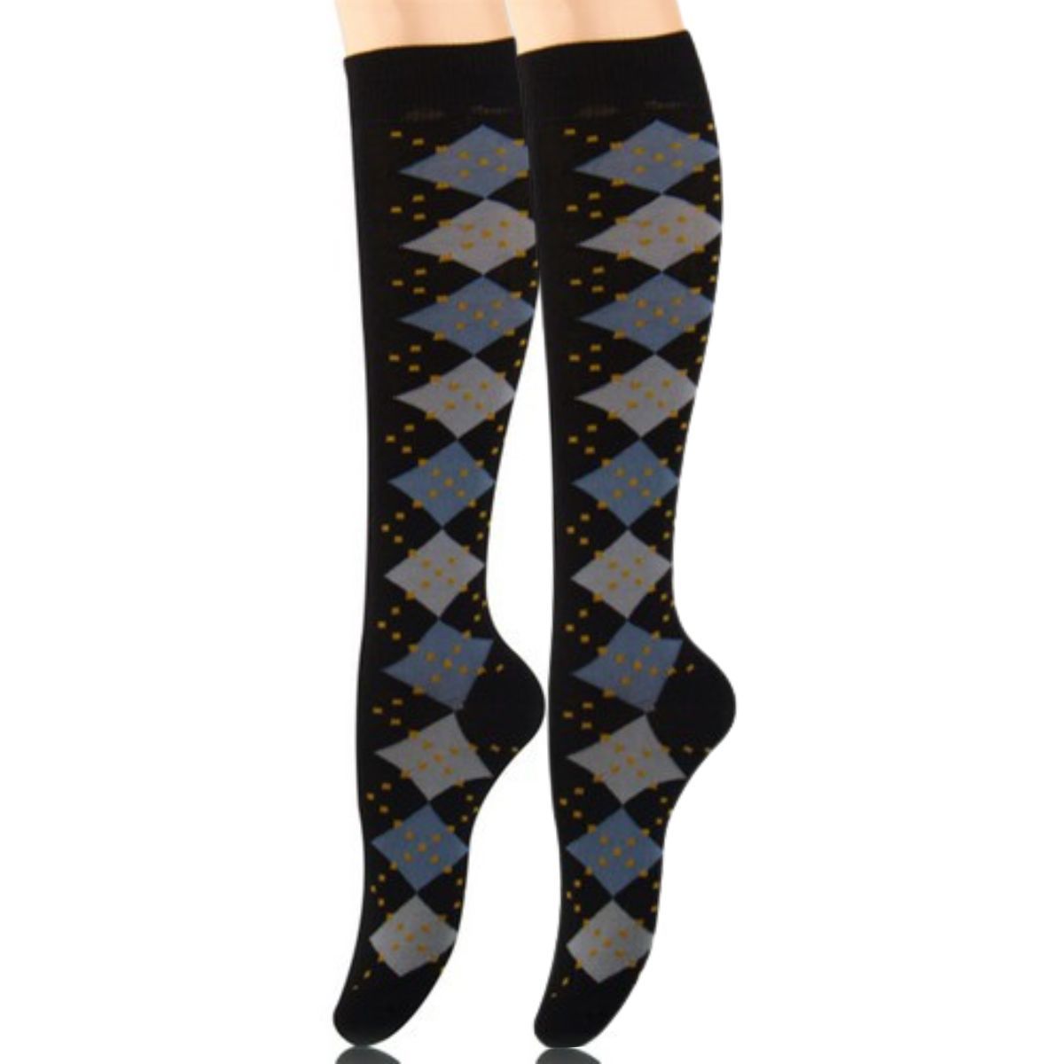 Socks Knee High Black Diamond for Women