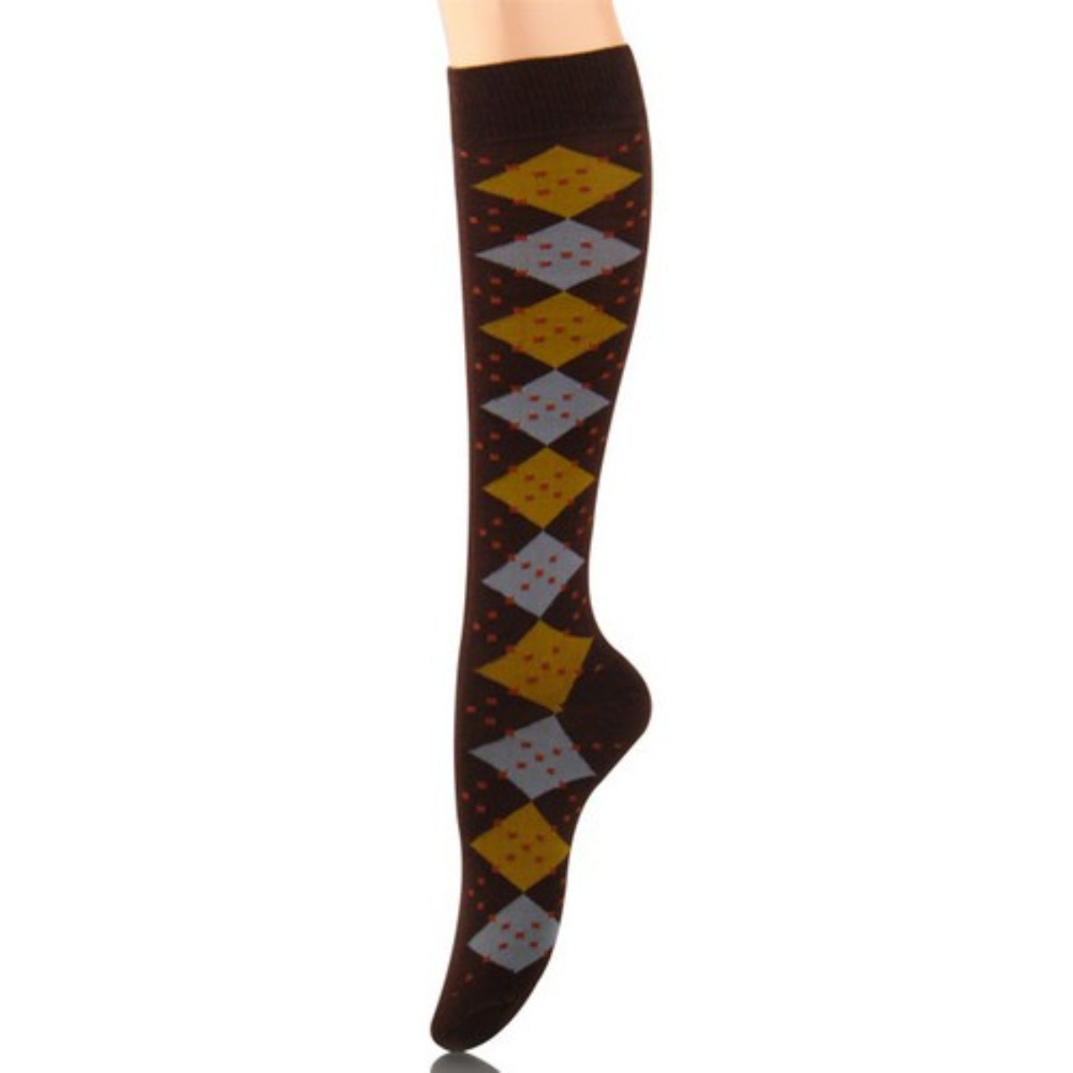 Socks Knee High Brown Diamond for Women