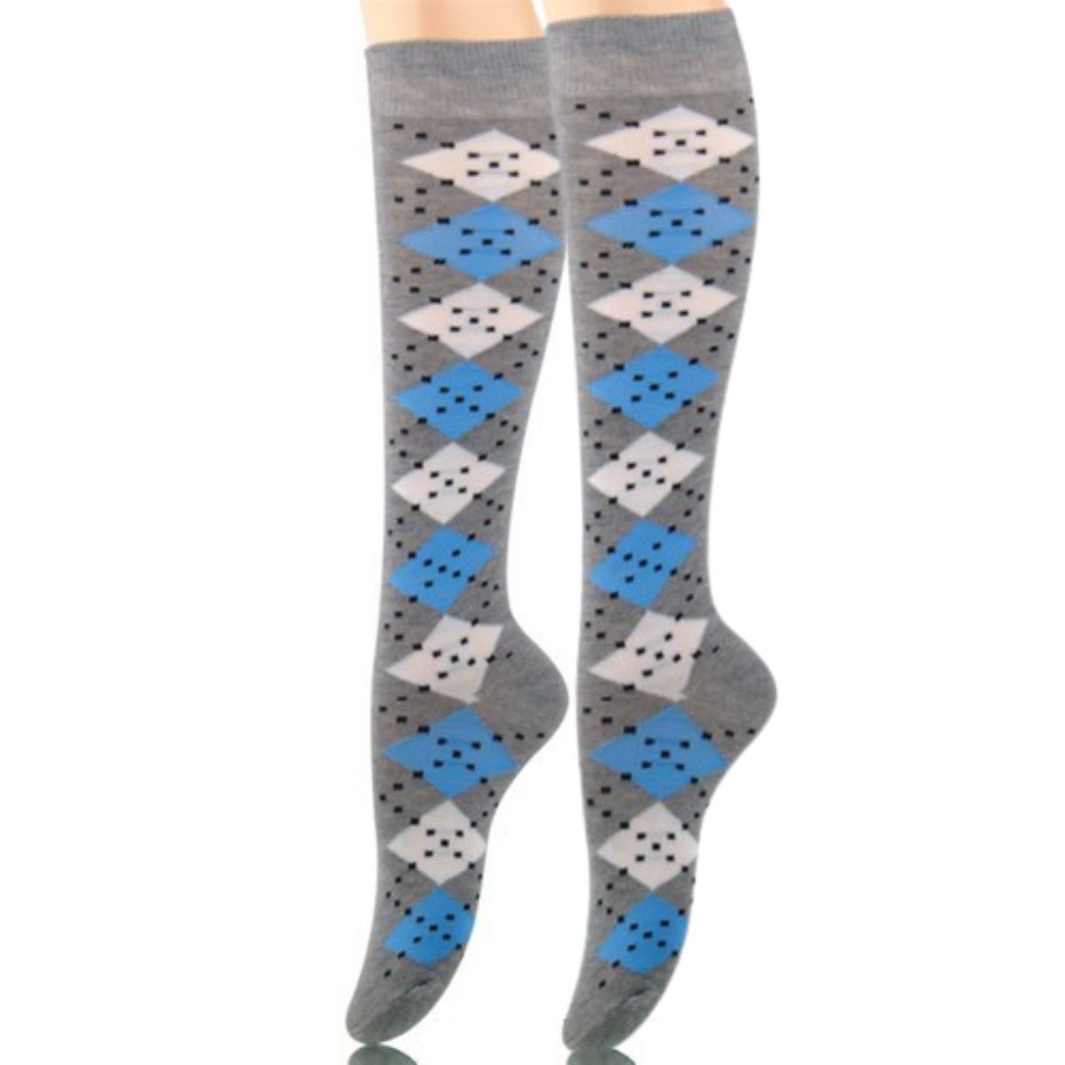 Socks Knee High Gray Diamond for Women