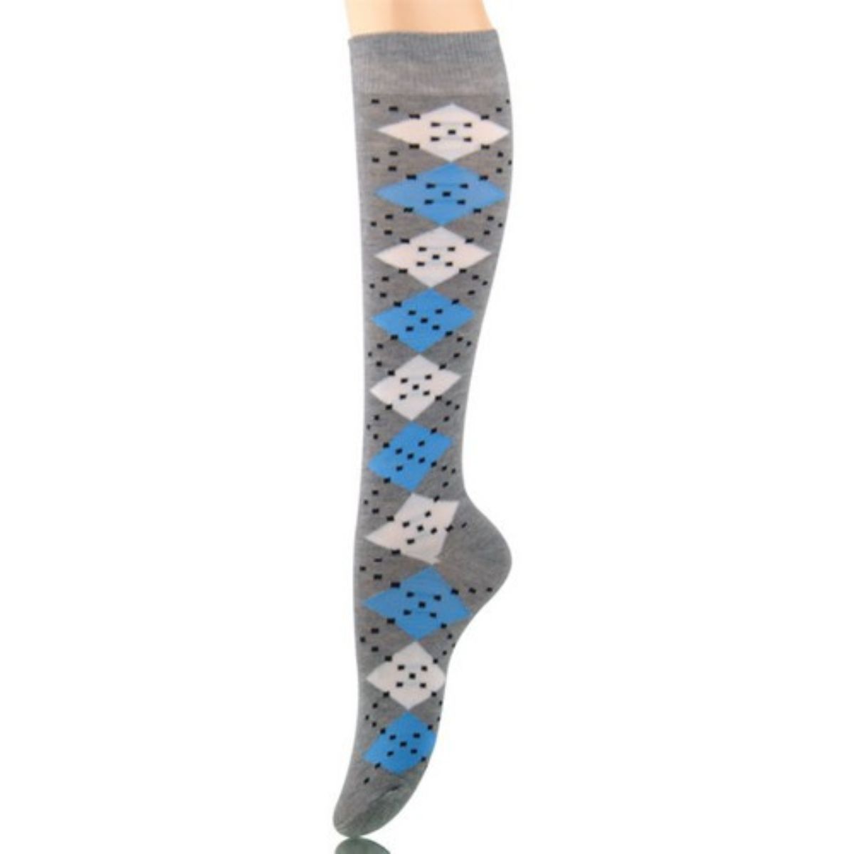 Socks Knee High Gray Diamond for Women