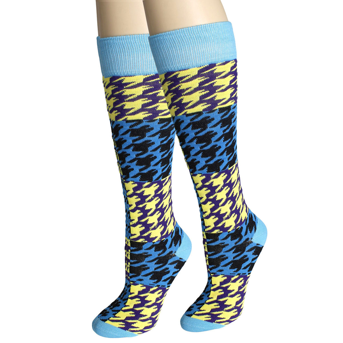 Socks Knee High Aqua Checkered for Women