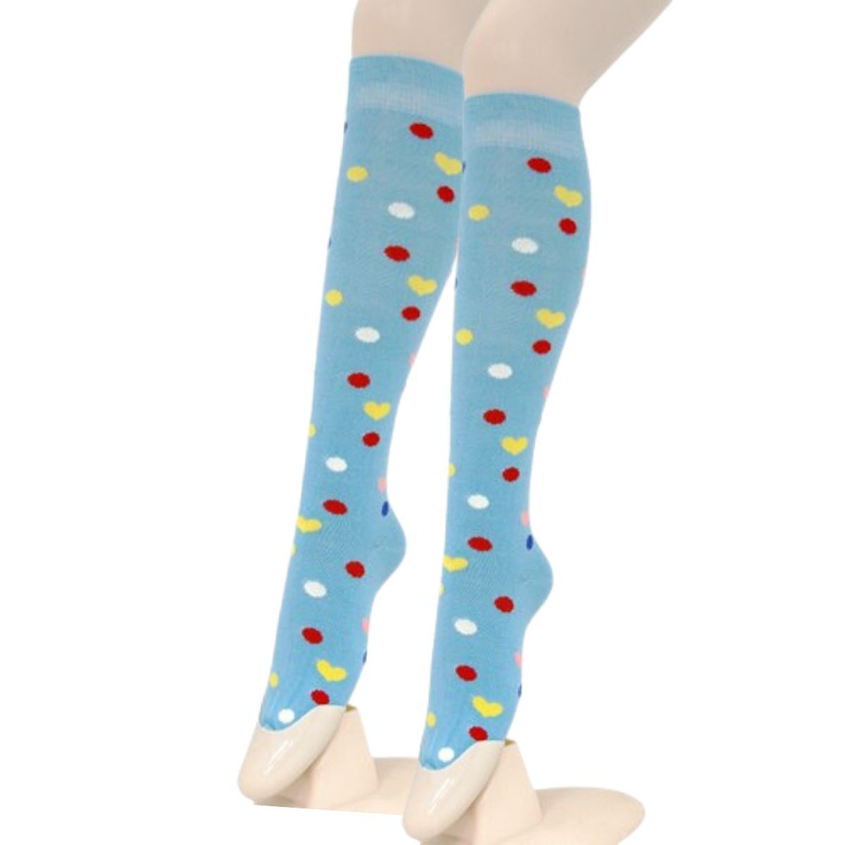 Blue Hearts and Spots Knee Socks