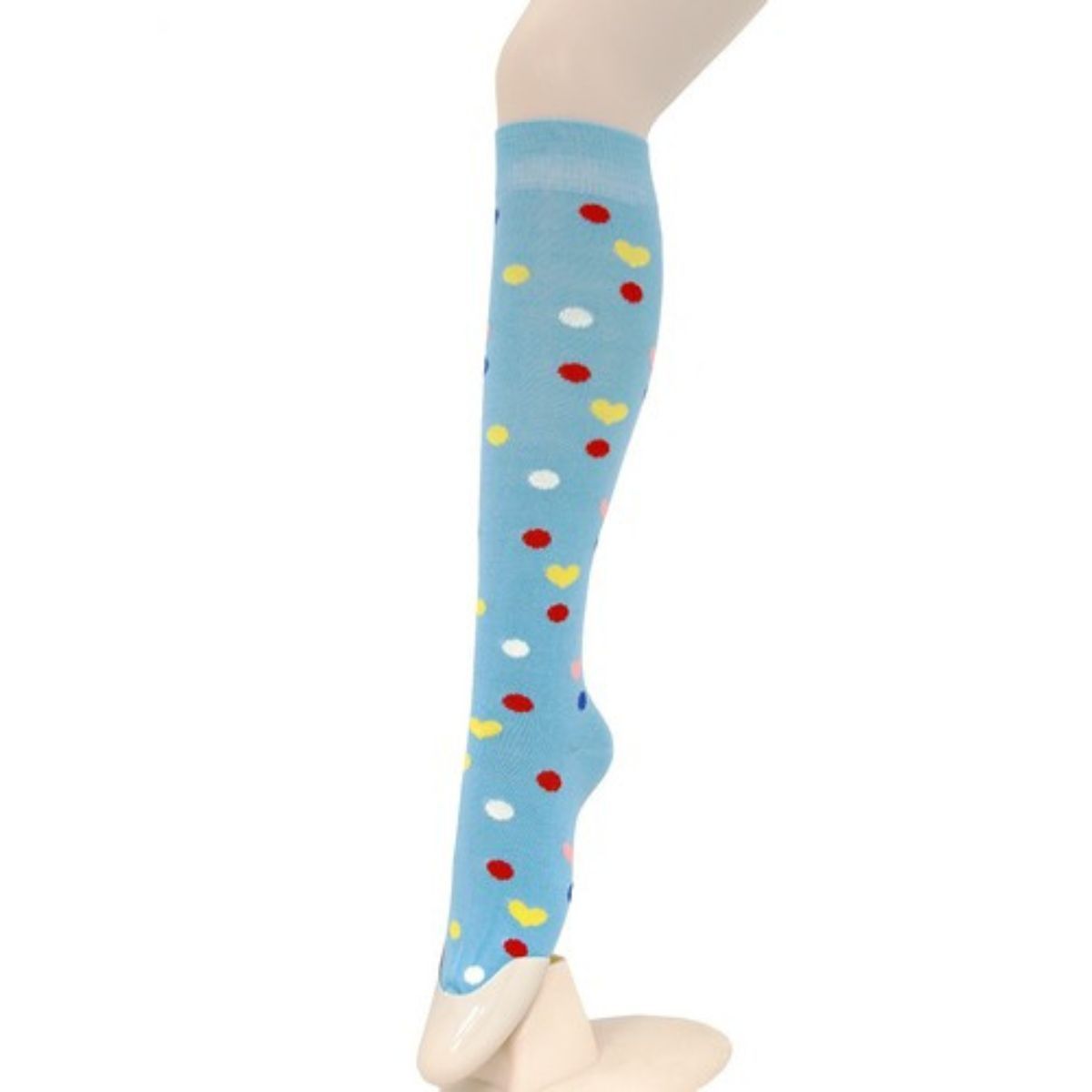 Blue Hearts and Spots Knee Socks